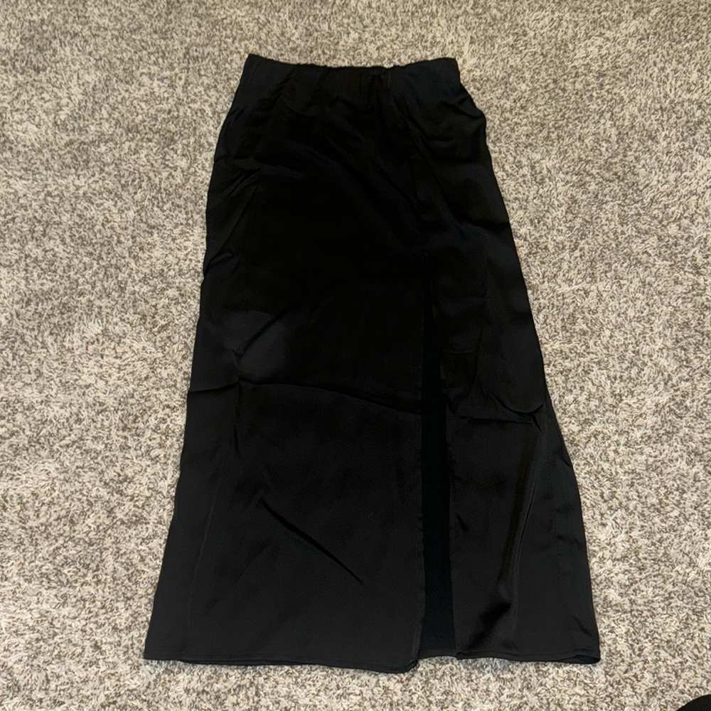 black silk maxi skirt
